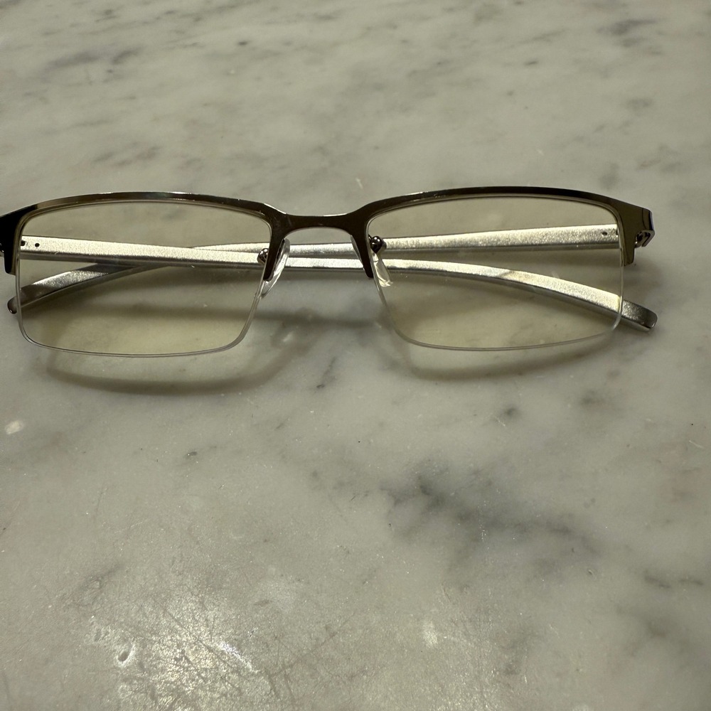 Rimless Rectangular Eyeglasses Silver Metal Frame… - image 1